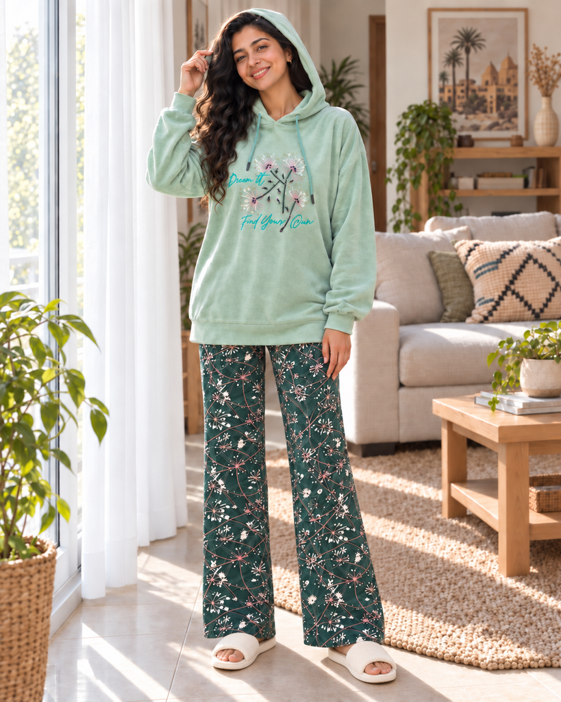 Dream it Find Your Own Winter Pajama Set - CELIA (L, اخضر)