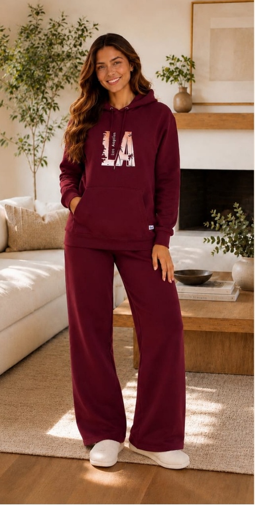 LA Fleece Hoodie Set (L, موف)