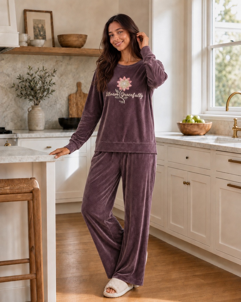 Bloam Gracefully Velvet Pajama Set (L, اخضر)